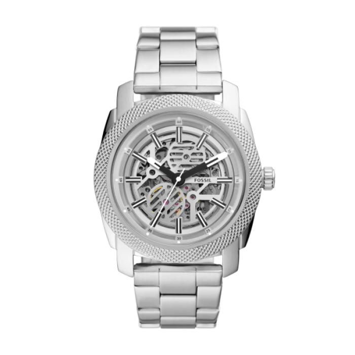 【Fossil】簡約簍空機械式不銹鋼腕錶-帥氣銀/ME3252/台灣總代理公司貨享兩年保固