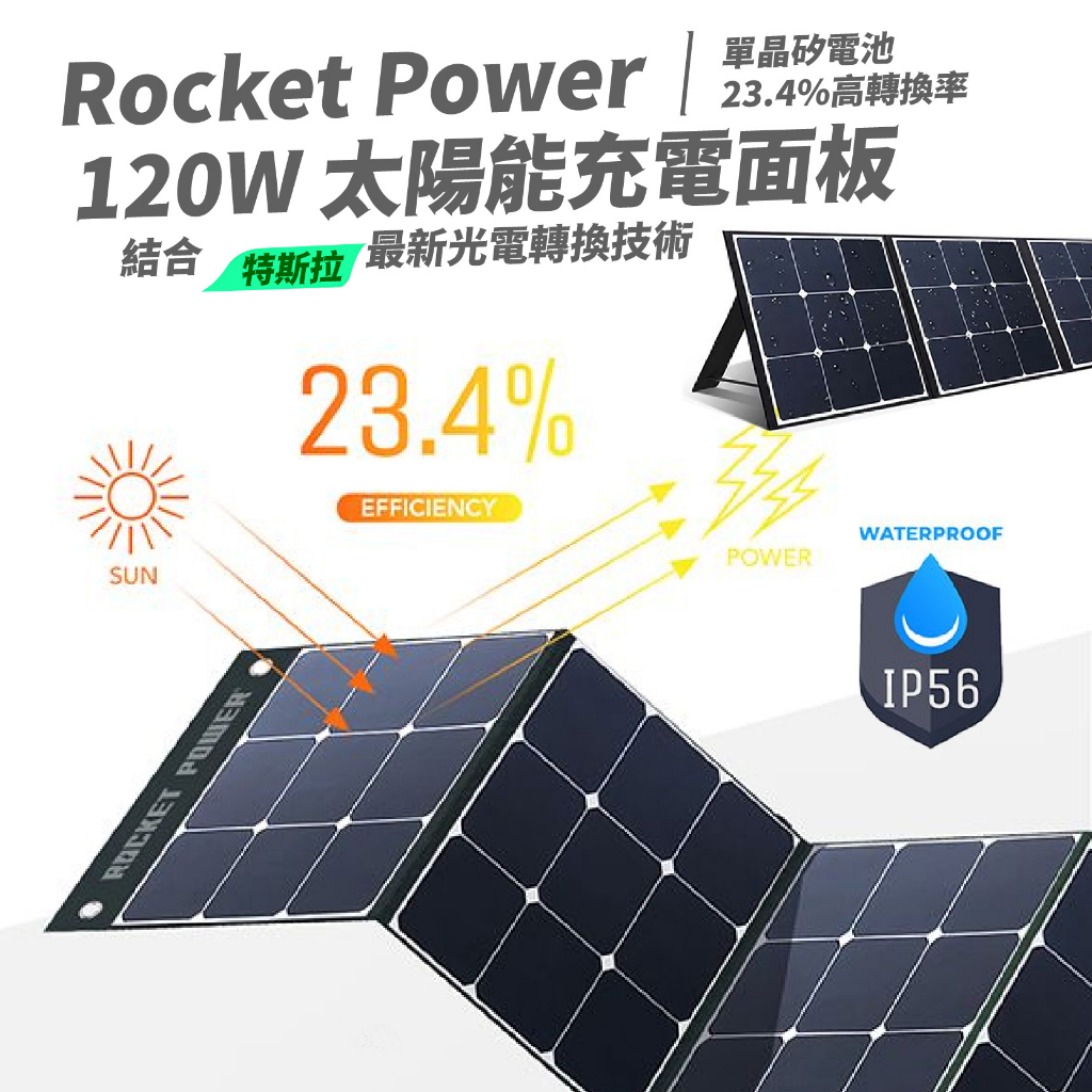 Rocket Power 120W 太陽能充電面板 太陽能板 行動電源 愛露愛玩