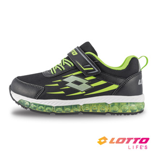 【LOTTO 義大利】童鞋 G MAX 3.0 奔速者 彈力跑鞋 (黑/綠-LT3AKR8950)19~23CM