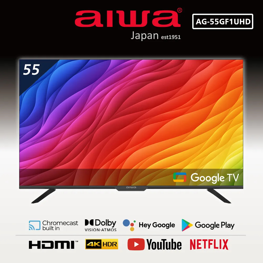AIWA 日本愛華 55吋4K HDR Google TV認證 智慧聯網液晶顯示器AG55GF1UHD【雅光電器商】