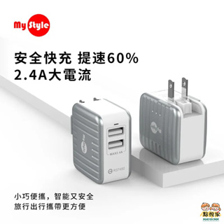 【MY STYLE】2.4A雙孔USB充電器 充電頭 旅行箱造型 電源供應器 BSMI認證 T02