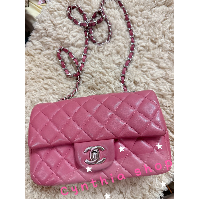 Chanel香奈兒cf20粉色方胖子包包正品