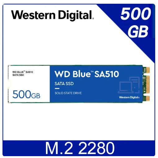 全新 WD 藍標 SA510 500GB M.2 2280 SATA SSD (聯強貨)