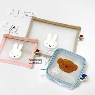MOMOWOOモモウゥ｜日本 MIFFY 米飛兔 透明網紗 零錢包 化妝包 收納包