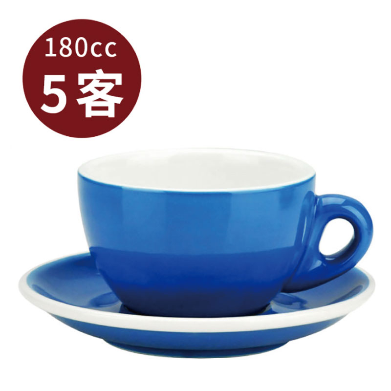 【Tiamo】 20號蛋形卡布杯盤組/HG0854B(5客/180cc/藍) | Tiamo品牌旗艦館