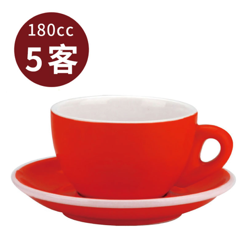 【Tiamo】 20號蛋形卡布杯盤組/HG0854R(5客/180cc/紅) | Tiamo品牌旗艦館