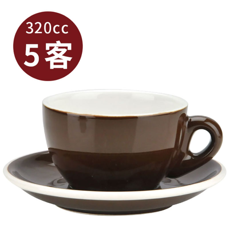 【Tiamo】拿鐵杯盤組/HG0855BR(5客/320cc/咖啡) | Tiamo品牌旗艦館