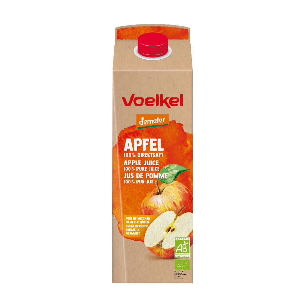 【德國Voelkel】蘋果原汁1000mL(利樂包)，100%天然生機果汁，營養師推薦，維生素C，多酚，低熱量｜機本生活