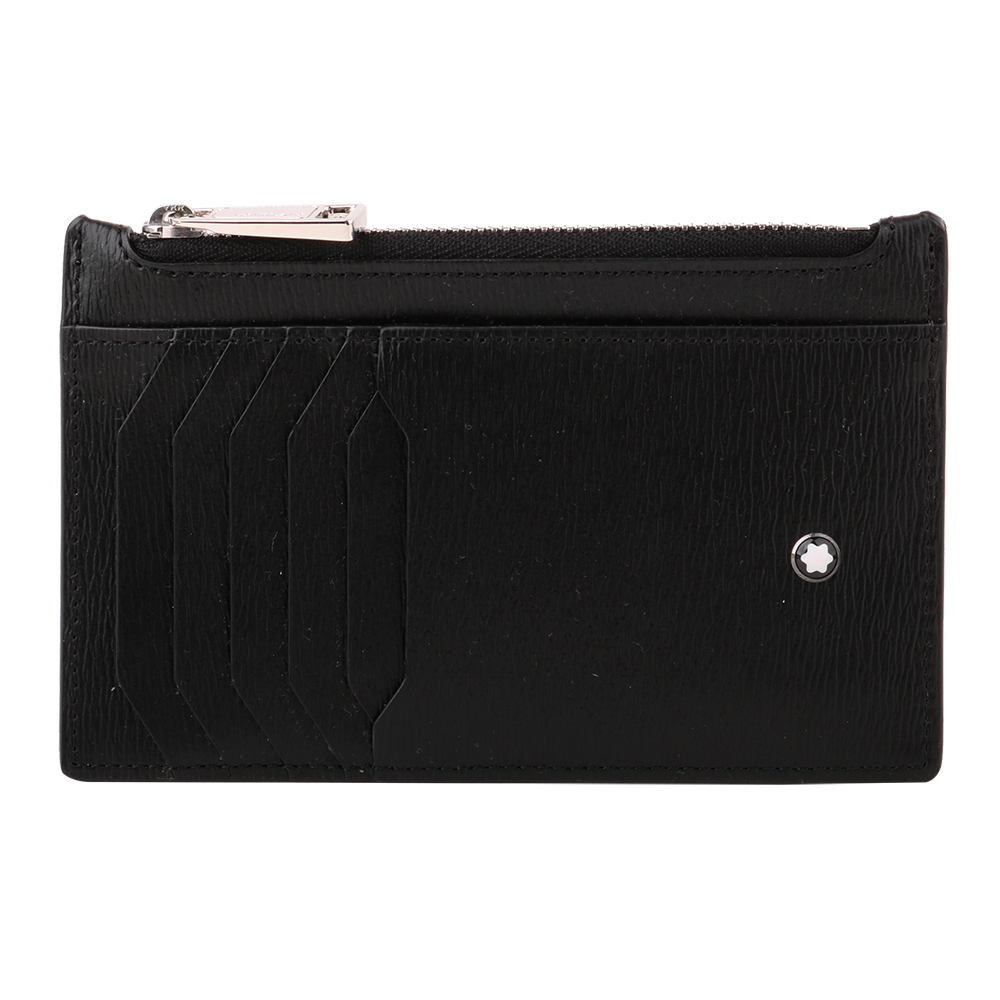 Montblanc-大班4810系列水波紋皮革拉鍊零錢袋卡夾(黑)