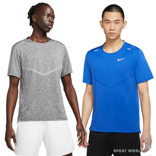 Nike 男 短袖 慢跑 Dri-FIT 反光細節 灰/寶藍【運動世界】CZ9185-011/CZ9185-481