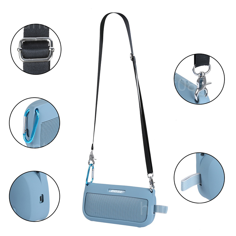 🎧適用於 Bose SoundLink Flex 喇叭保護套 矽膠套 藍芽揚聲器便攜保護套 附送肩帶和登山扣