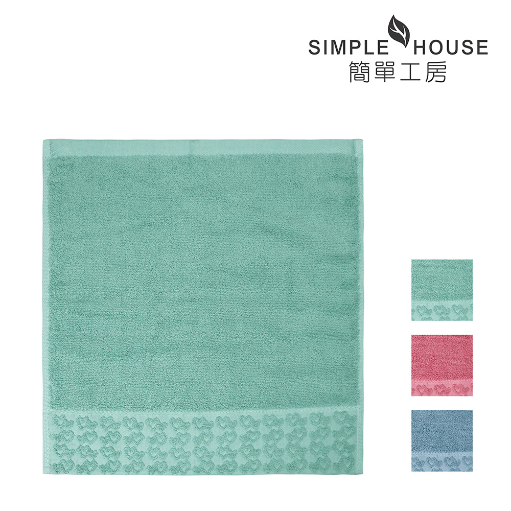 【簡單工房】美國棉輕柔方巾-愛心 34x34cm 100%棉 台灣製造