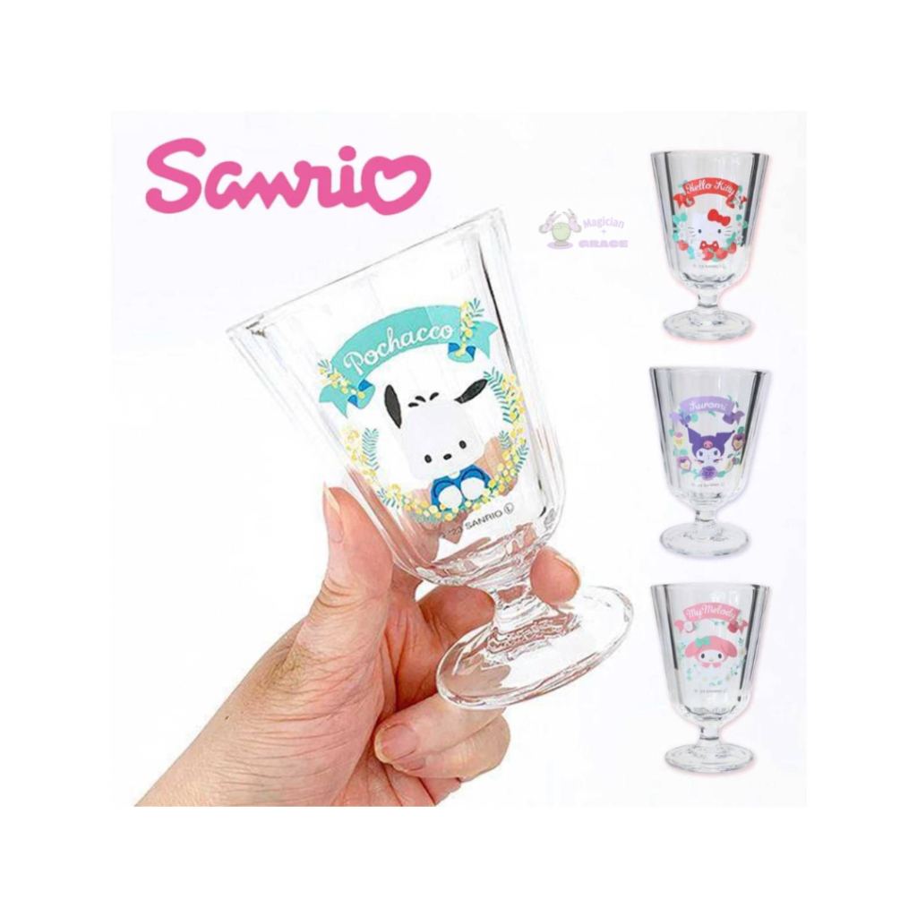 高腳玻璃杯 190ml-三麗鷗 Sanrio 日本進口正版授權 美樂蒂 帕恰狗 凱蒂貓 庫洛米 交換禮物
