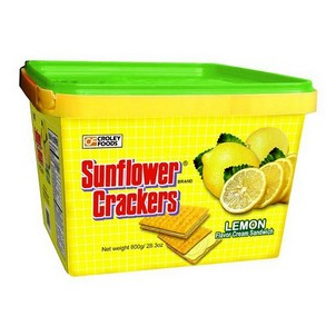 【Ellen家居】菲律賓 Sunflower Crackers 向日葵餅乾桶 檸檬風味 800g 休閒零食