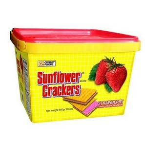 【Ellen家居】菲律賓 Sunflower Crackers 向日葵餅乾桶 草莓風味 800g 休閒零食 夾心餅