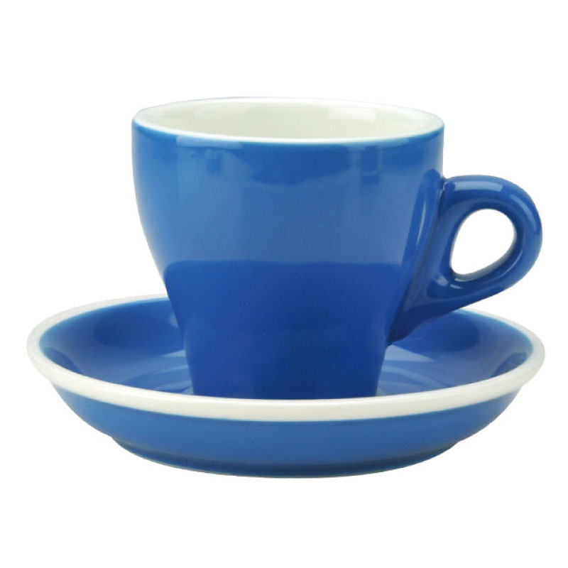 【Tiamo】18號鬱金香大卡布杯盤組 雙色/HG0852B(5客/220cc/藍) | Tiamo品牌旗艦館