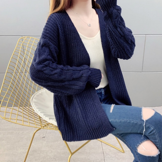 雅麗安娜 針織衫 上衣 毛衣 韓版寬鬆長袖麻花針織毛衣開衫外套1F022-1645.