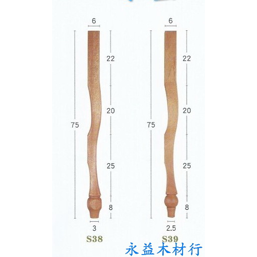 S38 S39 柳安 實木桌角 虎腳 實木 桌腳 桌角 木角 木方 圓角 ＊永益木材行(台北)＊