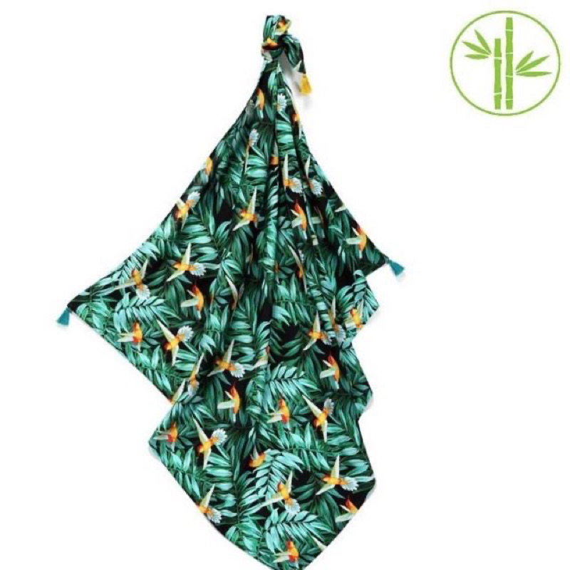 La millou 竹纖維 涼感巾 標準 加大款  黑天鵝 美人魚  綠蜂鳥 牡丹鸚鵡 熱氣球 流蘇款
