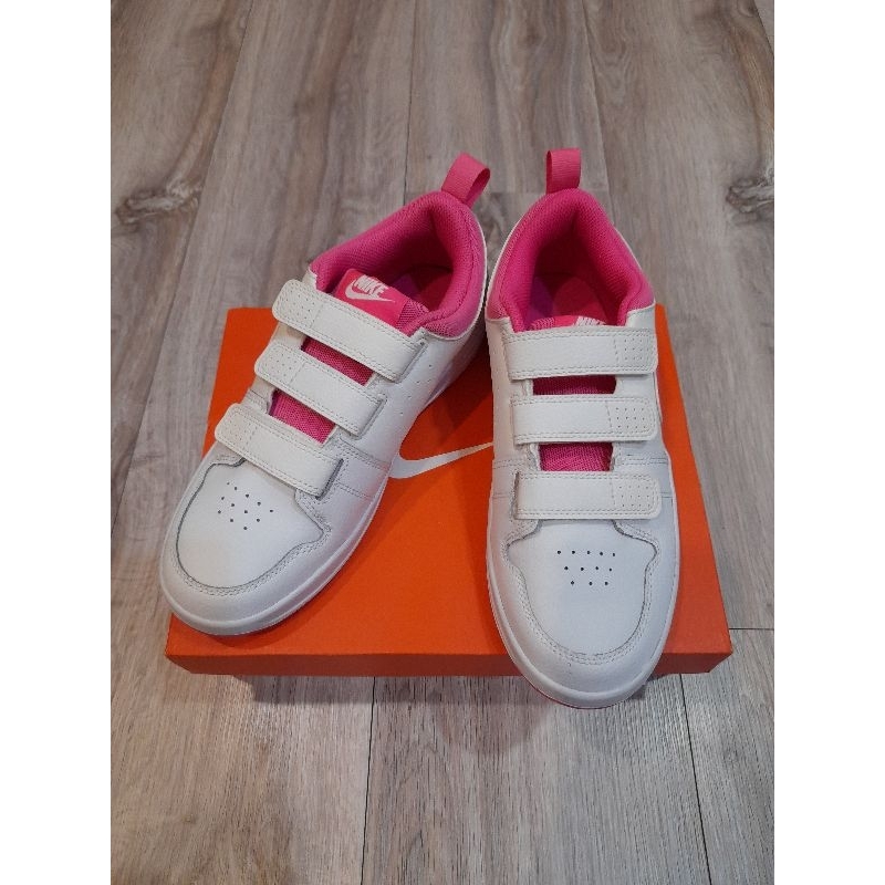 【二手23.5cm】NIKE CJ7199-102 女童 大童 女大童 白色 白粉色 魔鬼氈 童鞋 球鞋 運動鞋 休閒鞋