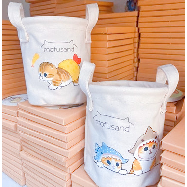 【現貨】mofusand貓咪 貓福珊迪 可愛筆筒 鯊魚貓 炸蝦貓 帆布收納桶 筆桶 整理桶 刷具桶 貓咪筆筒