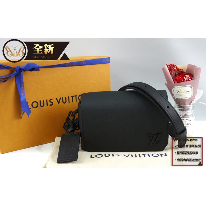 優買二手精品名牌店 LV M82085 黑色荔枝皮 手拿包 肩背包 斜背包 記者包 相機包 郵差包 手機包 小廢包 全新