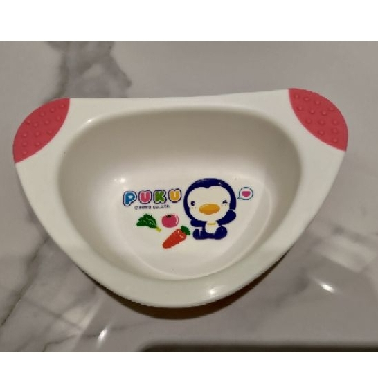 二手 PUKU 藍色企鵝 寶寶碗/塑膠碗/學習碗/兒童碗/輔食碗