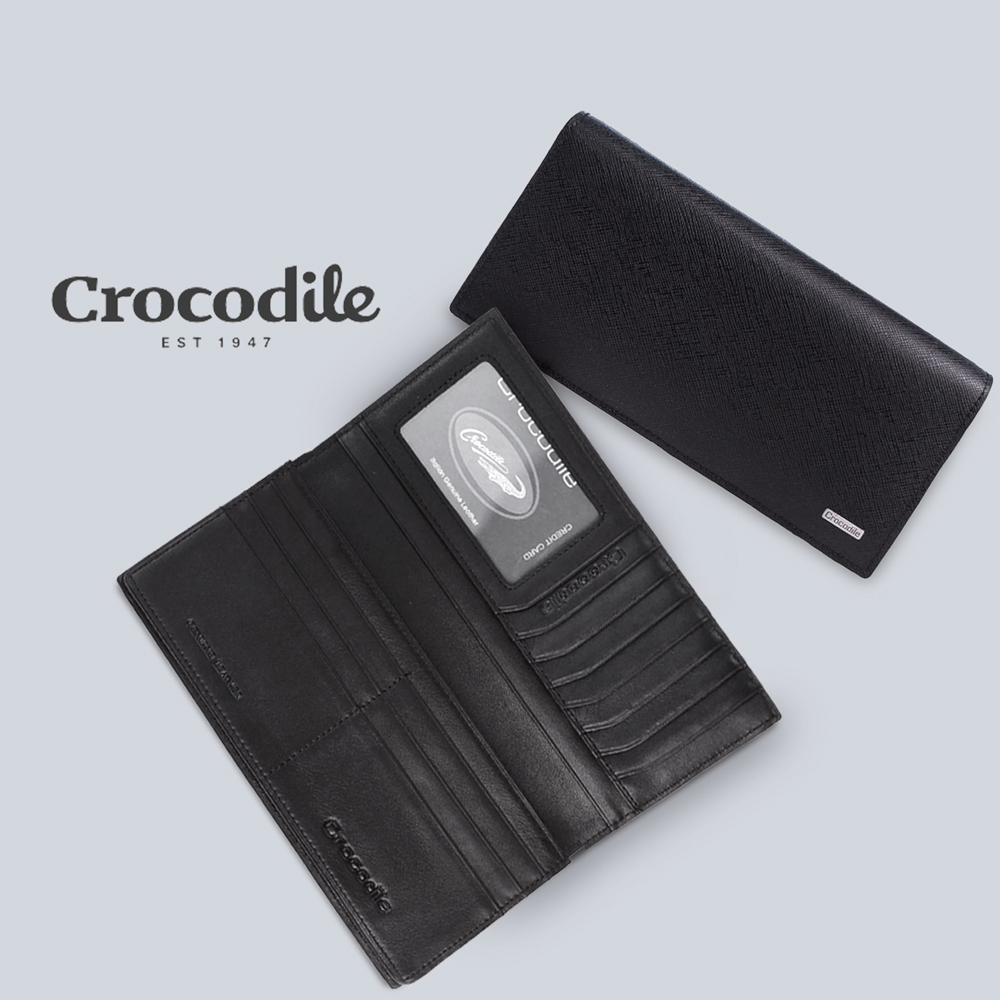 【原廠公司現貨】Crocodile 鱷魚 17卡夾 牛皮長夾 義大利防刮斜格紋Wind系列 0103-59101