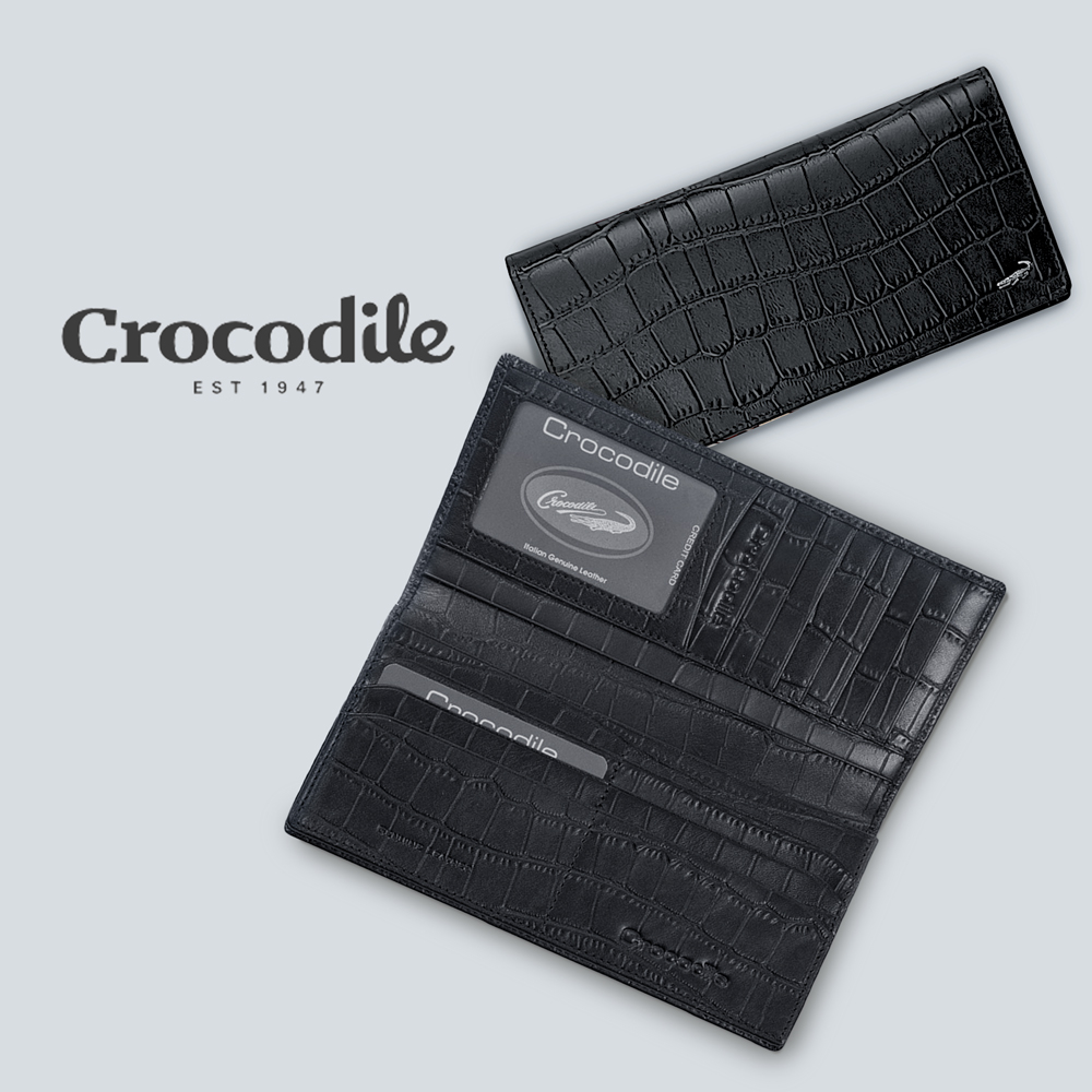 【原廠公司現貨】Crocodile 鱷魚 19卡夾 牛皮長夾 義大利鱷魚壓紋系列 0103-40011 0103-400