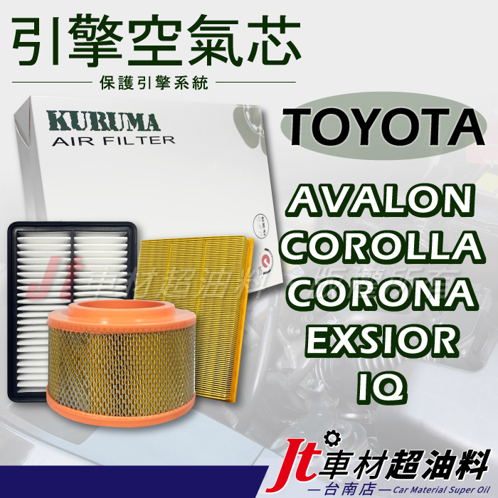 Jt車材-台南店 引擎濾網 空氣芯 豐田 TOYOTA AVALON COROLLA CORONA EXSIOR IQ