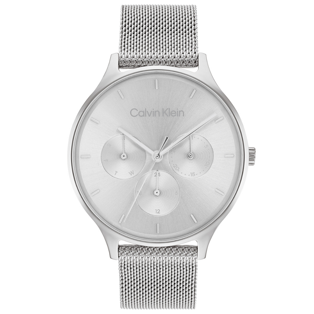 Calvin Klein CK 經典三眼米蘭帶銀色腕錶 38MM (CK25200104)