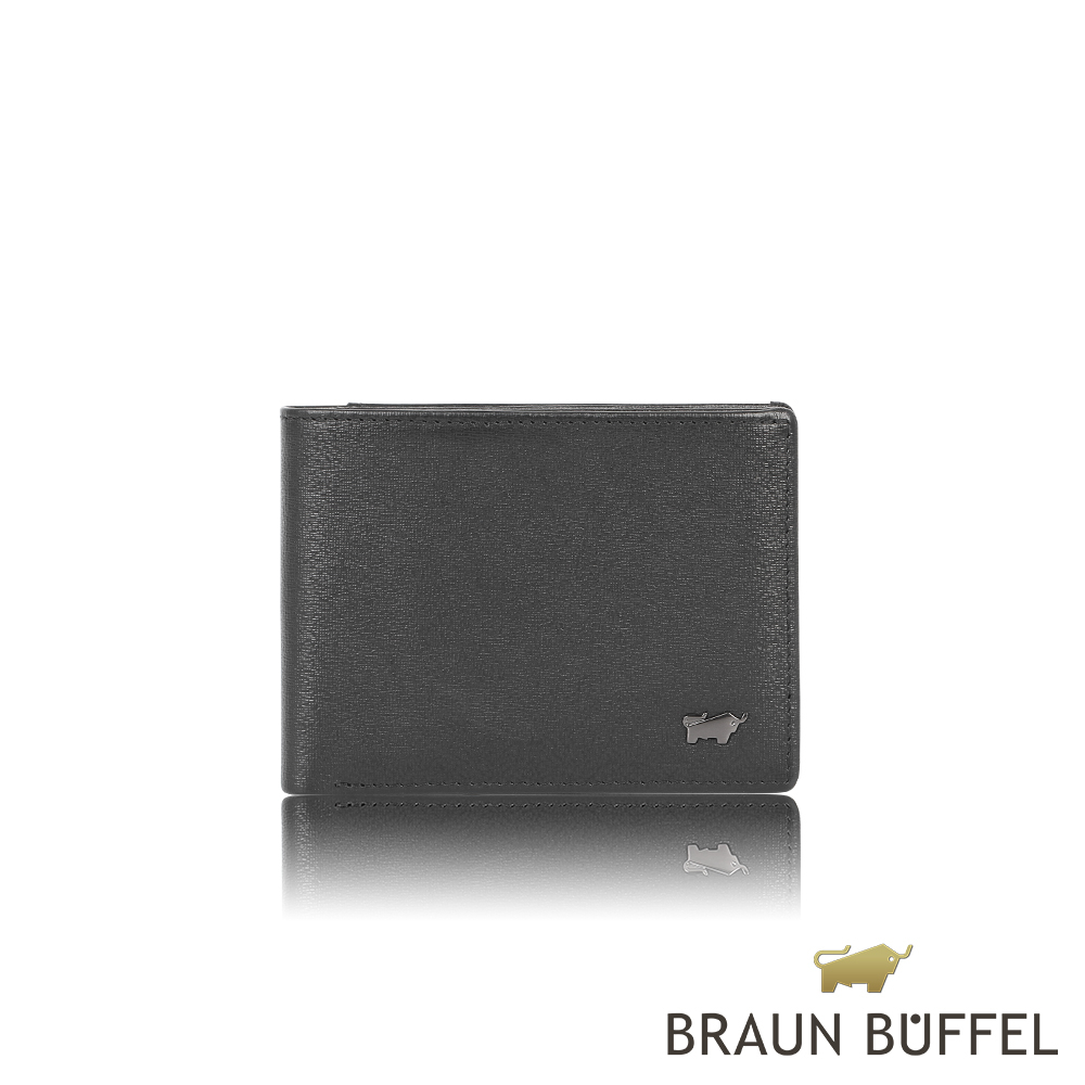 【BRAUN BUFFEL 德國小金牛】台灣總代理 戰神-A 6卡男夾-黑色/BF518-312-BK