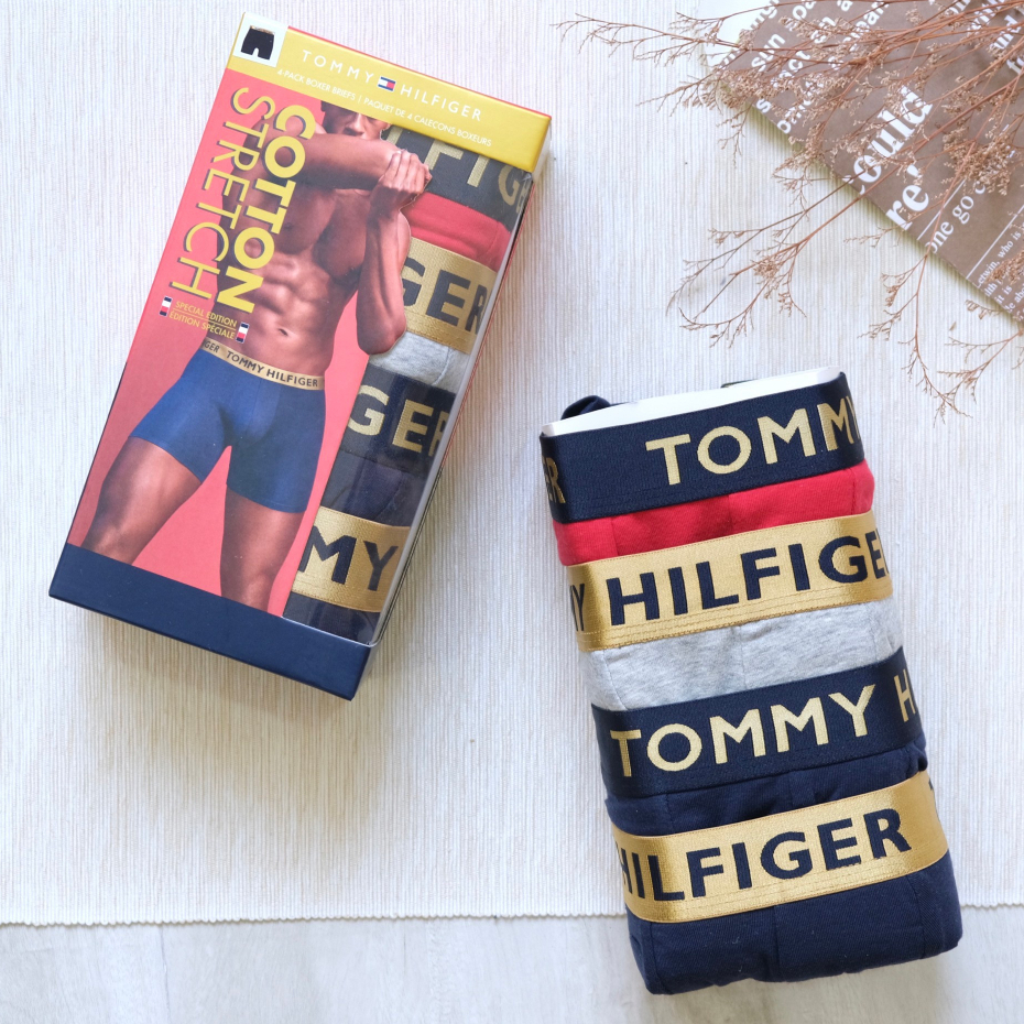 【Ayllon】Tommy Hilfiger 四入組盒裝 男版 金色褲頭 棉質 男生 四角 內褲 男款