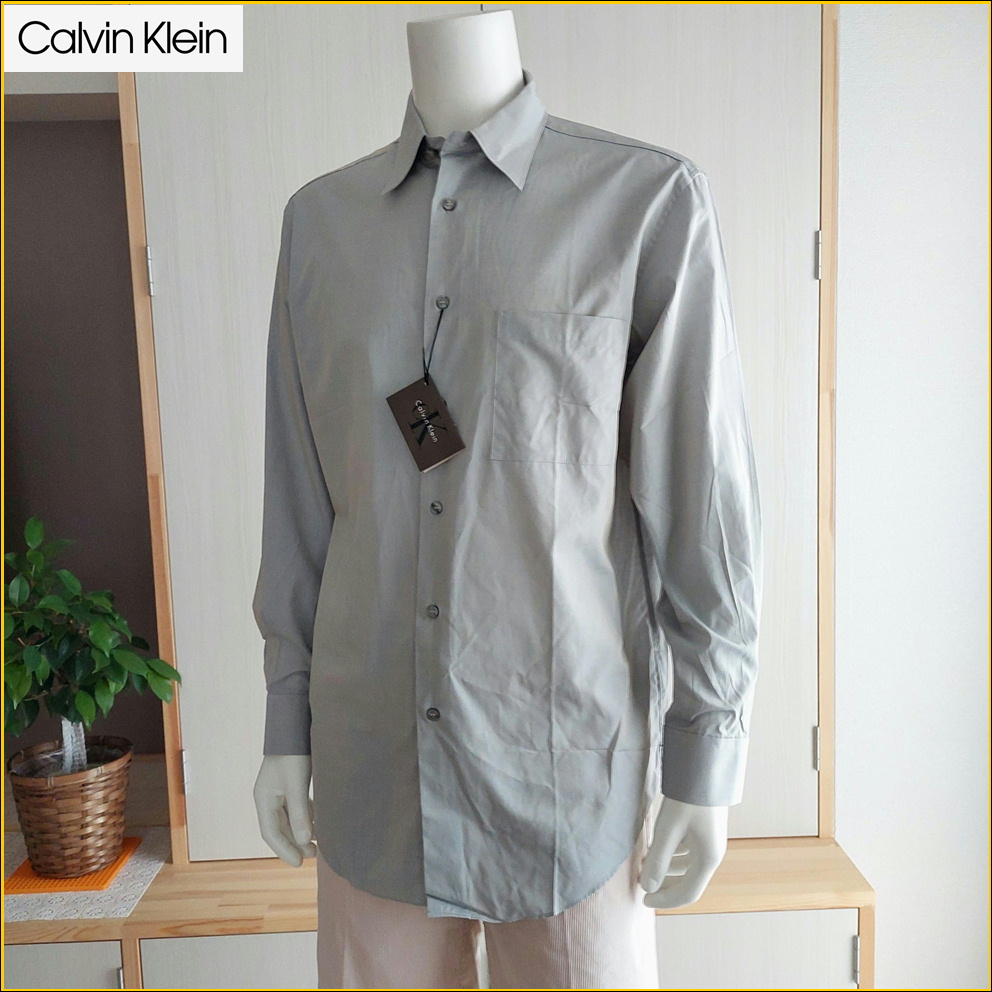 Calvin Klein 日本製 新品 棉質長袖襯衫 男 L号 美國名牌 CK 廓形寬鬆 長袖西裝襯衫 M283FC