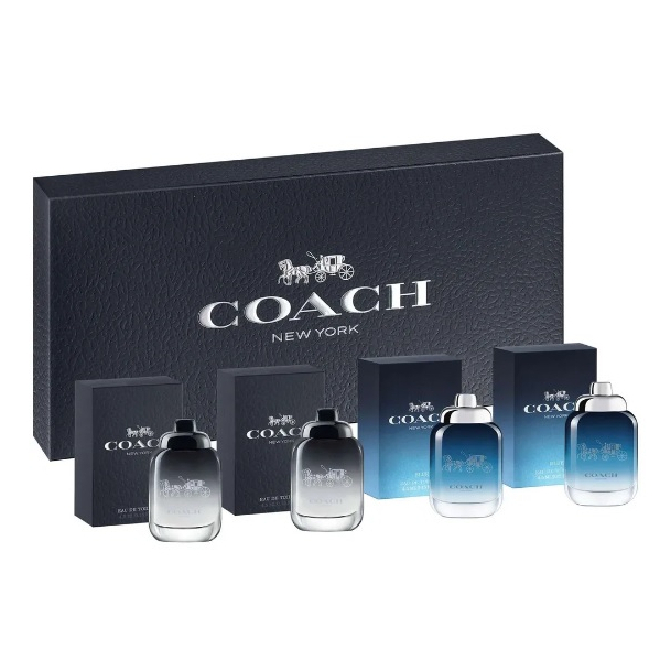 COACH 蔻馳 男小香水四入禮盒 ( 經典4.5ml*2 + 藍調4.5ml*2 ) 香水 香氛 淡香水 禮盒