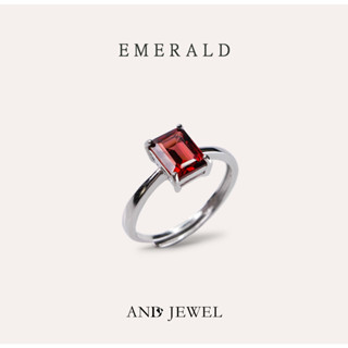 [AND] 石榴石 紅色 長方 5*7mm 戒指 經典系列 Emerald 天然寶石 珠寶銀飾 安的珠寶