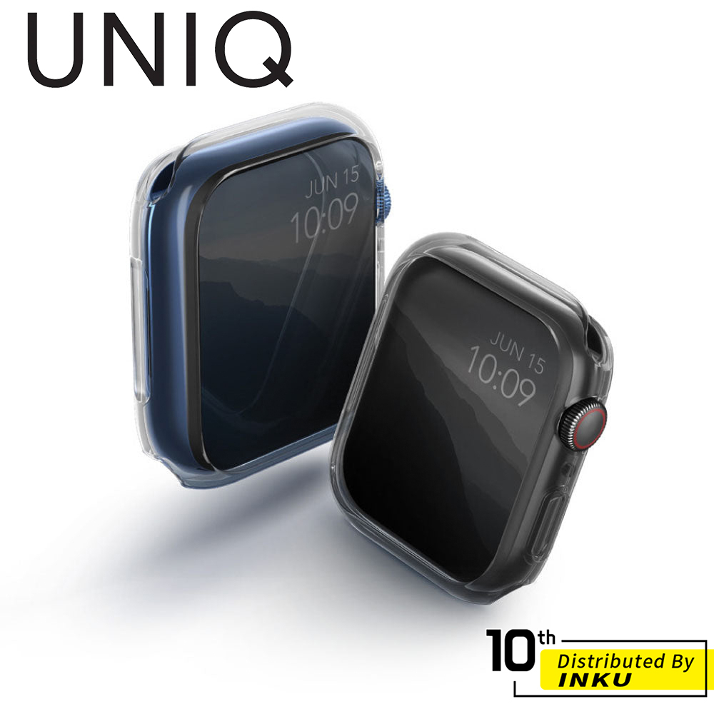 UNIQ Glase Apple Watch 7/8 輕薄透明防撞保護框 (2入 透明+透黑) 保護殼 41/45mm