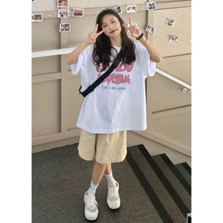 CHAOO 短袖 短袖上衣 oversize 衣服女 情侶裝短袖 t恤 印花 t恤 韓系衣服 夏天情侶裝