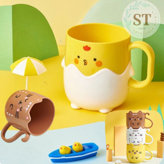GELAS MINUM CANGKIR KUMUR LUCU CUTE CUPS CAT 塑膠漱口杯洗刷牙杯