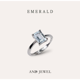 [AND] 海藍寶 藍色 長方 5*7mm 戒指 經典系列 Emerald 天然寶石 珠寶銀飾 安的珠寶