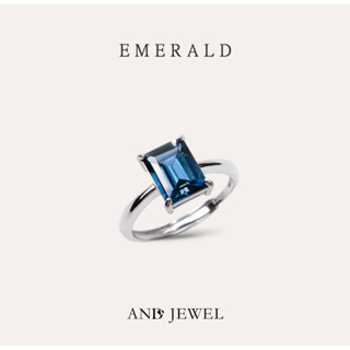 [AND] 託帕石 藍色 長方 6*8mm 戒指 經典系列 Emerald 天然寶石 珠寶銀飾 安的珠寶