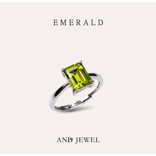 [AND] 橄欖石 綠色 長方 6*8mm 戒指 經典系列 Emerald 天然寶石 珠寶銀飾 安的珠寶