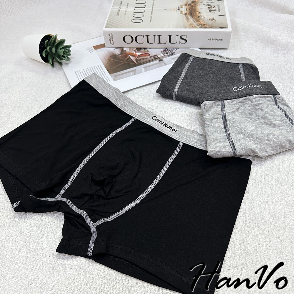【HanVo】外縫線造型莫代爾男生內褲 透氣涼感親膚中腰內褲 獨立包裝 流行男款內褲 內著 B5008