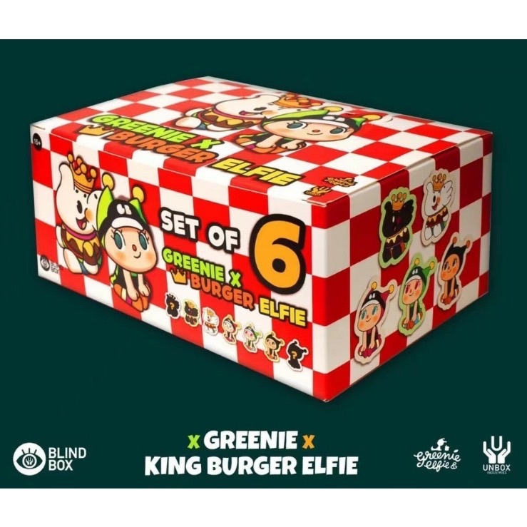 潮玩 - 現貨 UNBOX Greenie king burger Elfie 格林尼 漢堡精靈 小象 精靈快餐 盲盒