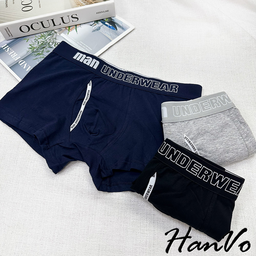 【HanVo】設計感透氣純棉男生內褲 獨立包裝 親膚吸濕排汗柔軟低腰內褲 流行男款內褲 內著 B5011