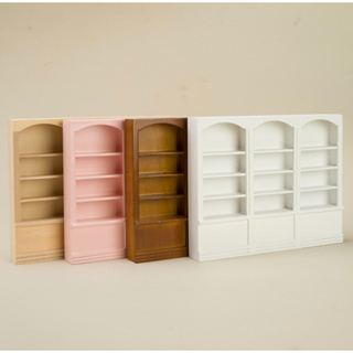 （5色款優選木質）展示櫃 櫥櫃 三聯櫃 四層 書櫃 櫃子 置物櫃 歐式書櫃 微縮模型 食玩模型 微縮場景