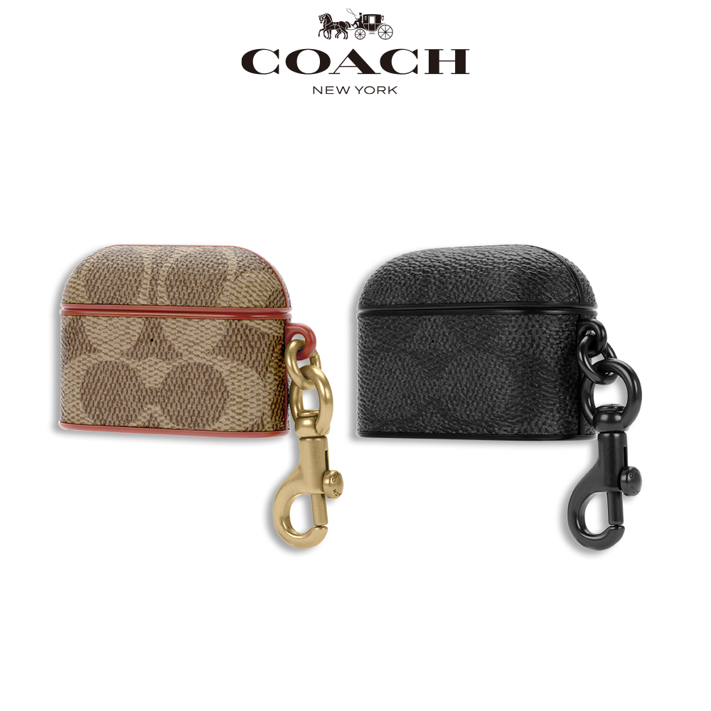 【COACH】 AirPods Pro 1/2代保護殼  耳機保護套 經典LOGO 黑色 卡其色｜藍芽耳機保護套