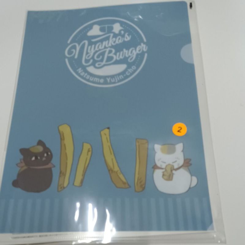 夏目友人帳F賞漢堡貓咪老師A4資料夾+貼紙一張（橘2號）