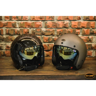 現貨 GU CAMP騎士部品 免運優惠EVO Helmet 內建鏡片 3/4 復古帽 小帽體 復古 安全帽 黑化 兩色