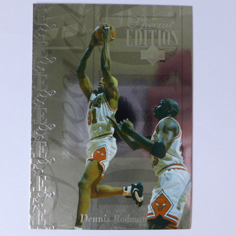 ~Dennis Rodman/小蟲.羅德曼~雙名人堂/Michael Jordan同框 1995年UD金屬設計特殊卡